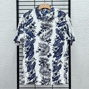 Polo by Ralph Lauren Blue and White Floral Casual Button Down Shirt